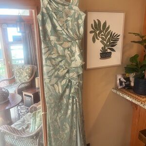 Adrianna Papell Mint Leaf Pattern Gown